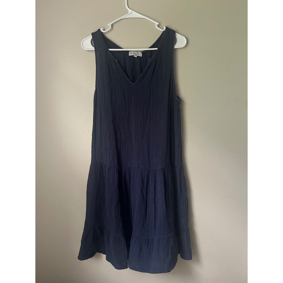 Boho Michael Stars Dress Womens Small Navy Blue Sleeveless Tiered Gauze V Neck - Picture 1 of 6